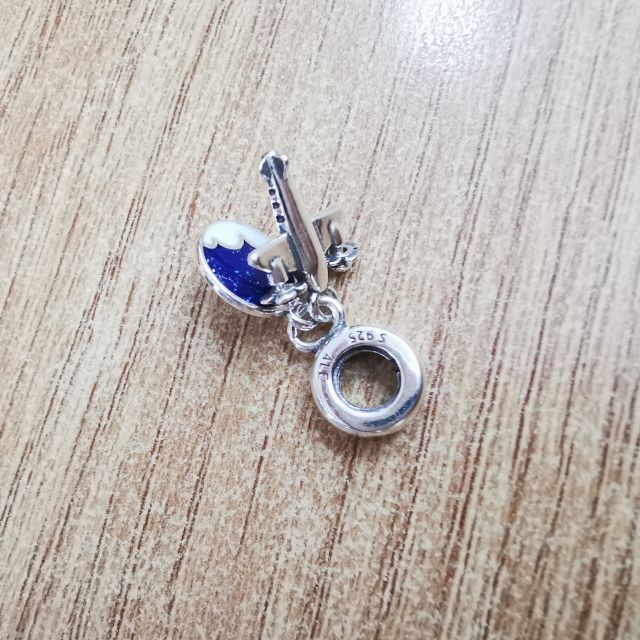 【Moments】Propeller Plane Dangle Charm sky plane airplane 925 Silver for women pendant 798027CZ