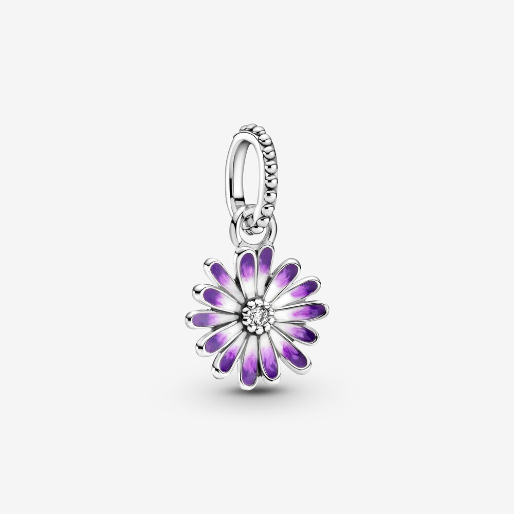 【MOMENTS】PAN Pink Daisy Flower Dangle Charm Rose gold Purple penant Silver 788771C01 798771C01