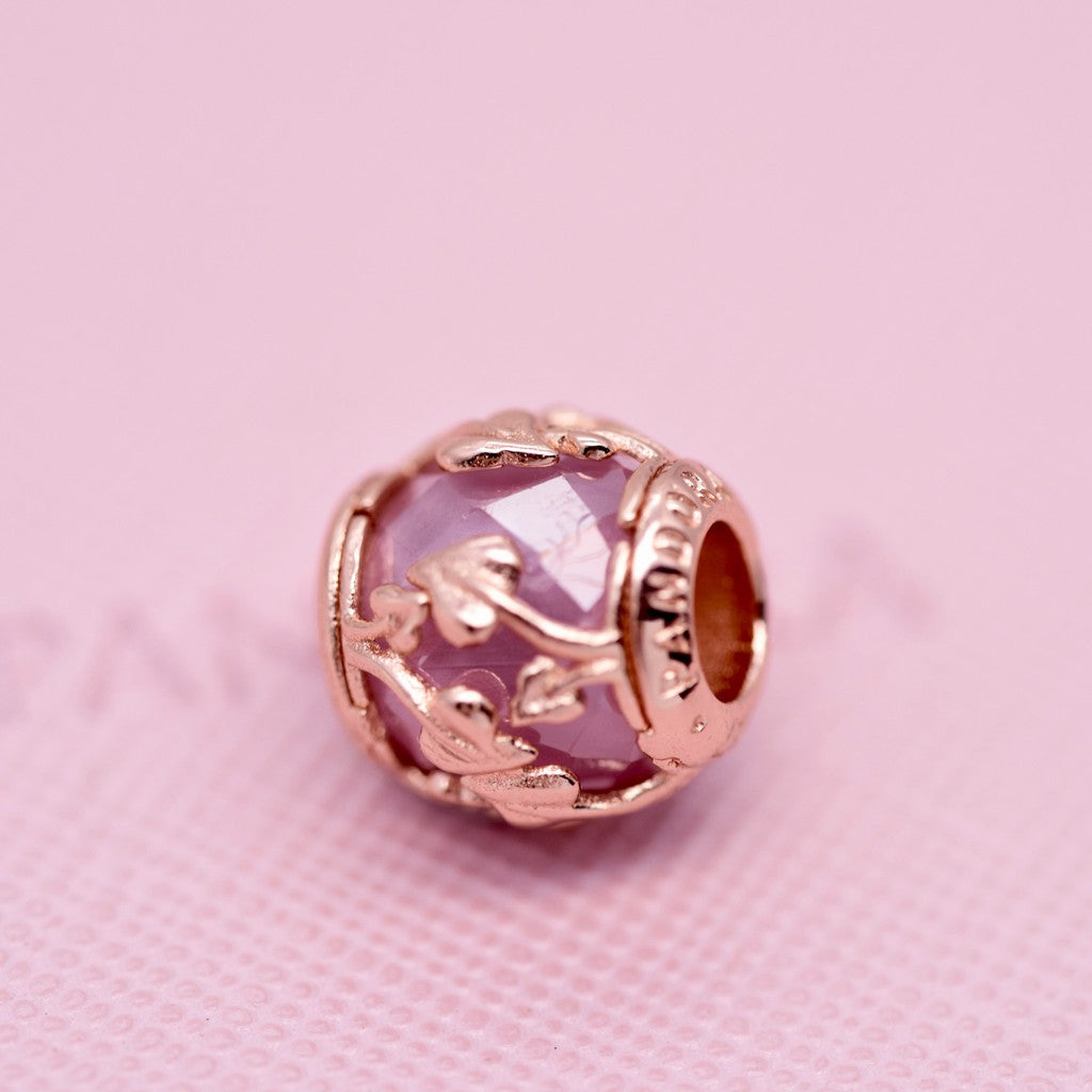 【Moments】Pan Rose Pink Decorative Leaves Charm 925 Silver rose gold for women 788238SSP