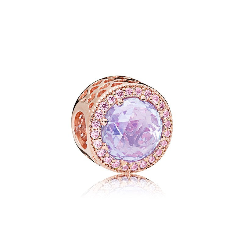 【Moments】Rose Lavender Radiant Hearts Charm rose gold charm pendant Purple Diamondor 781725LCZ