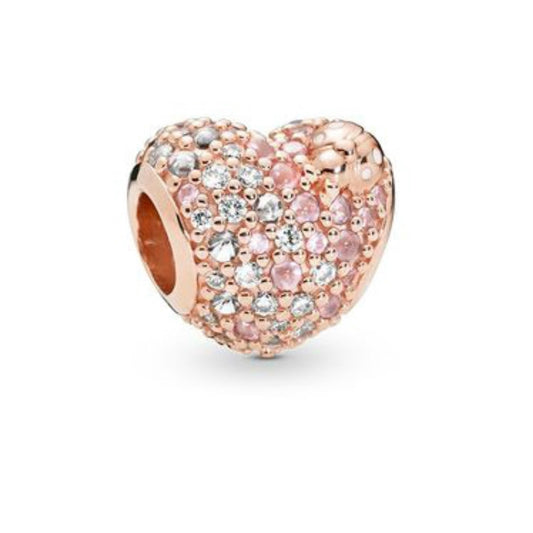 【Moments】Rose Gleaming Ladybird Heart Charm 925silver pink for pan 787894NPOMX