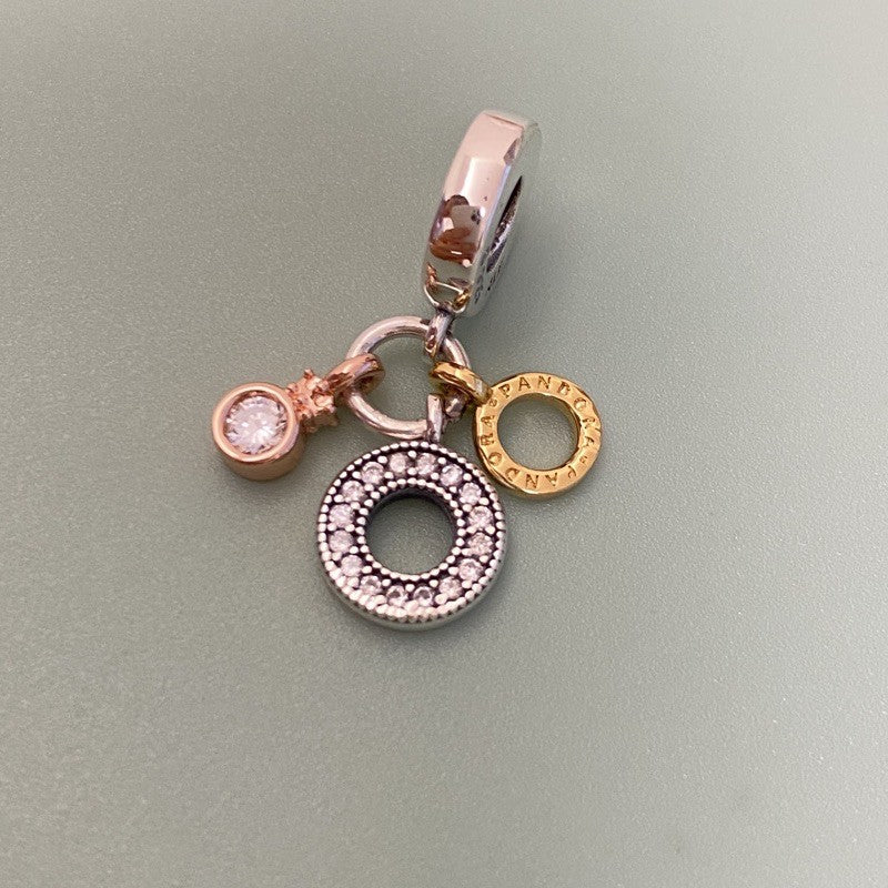 【Moments】PAN Triple Monogram & Logo Dangle Charm 799044C01 925 rose gold LOGO pendant charm 2020 new