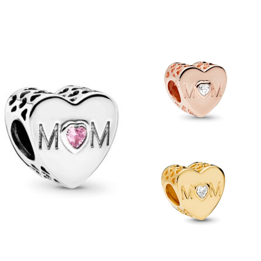 【Moments】Pan Mother Heart Charm  925 Silver  Mother Heart Rose gold 791881PCZ 781881CZ 761881CZ