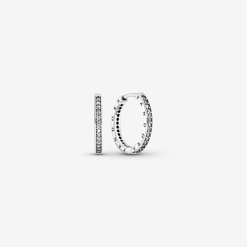 Pan Sparkle & Pan Logo Hoop Earrings 925 silver for women 290558CZ