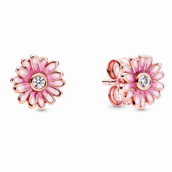 PAN Pink Daisy Flower Stud Earrings rose gold 288773C01 Girl women cute earrings pink