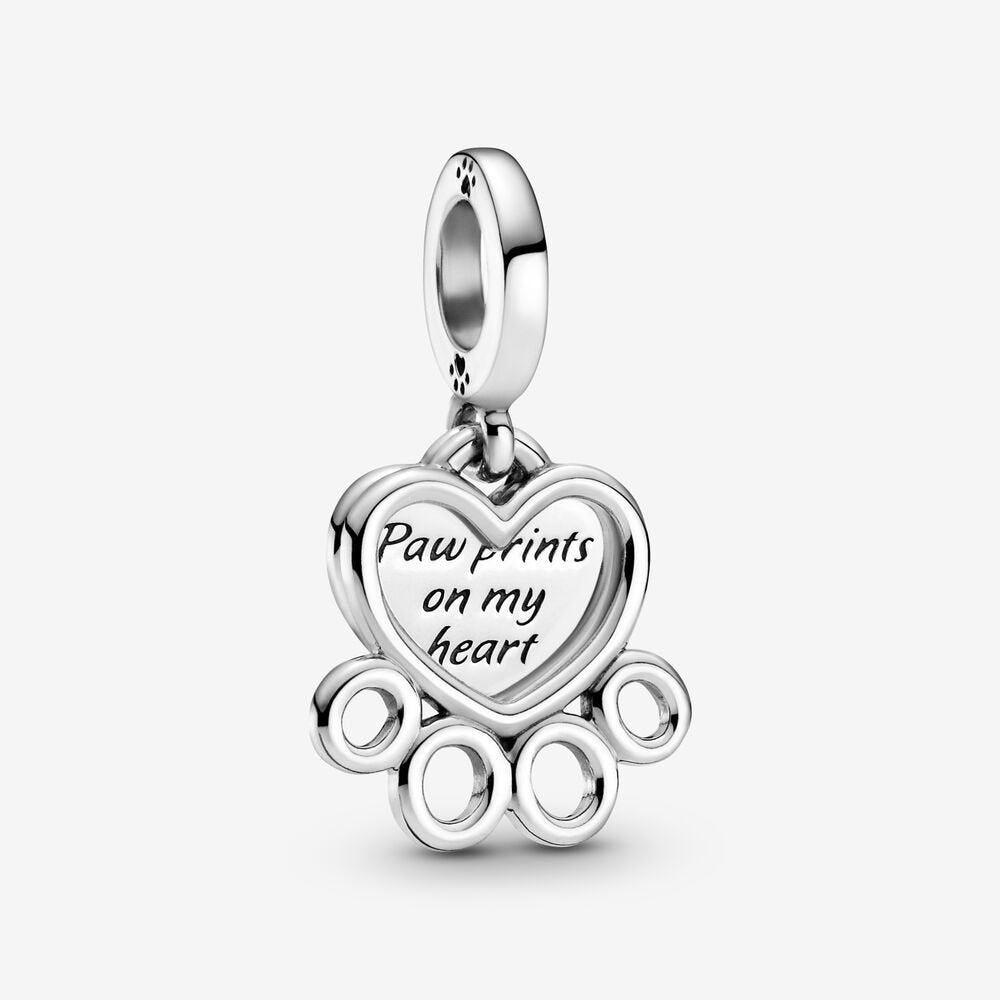 【Moments】Pan Hearts & Paw Print Dangle Charm 799360C00 925 Silver animal pendant 2021