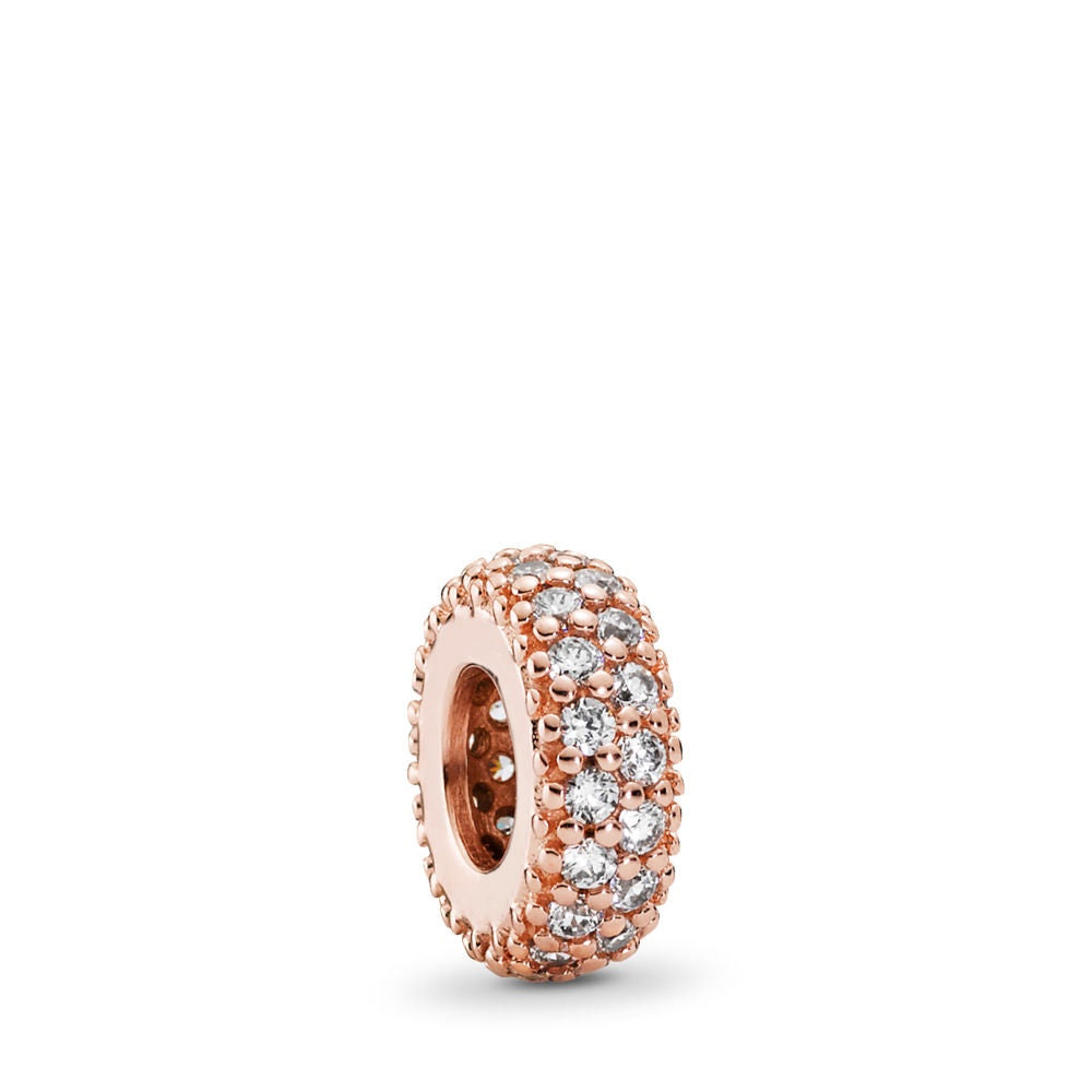 【Moments】Pan Clear Sparkle Spacer Charm 925 Silver Inspiration Within Spacer for women Rose Gold