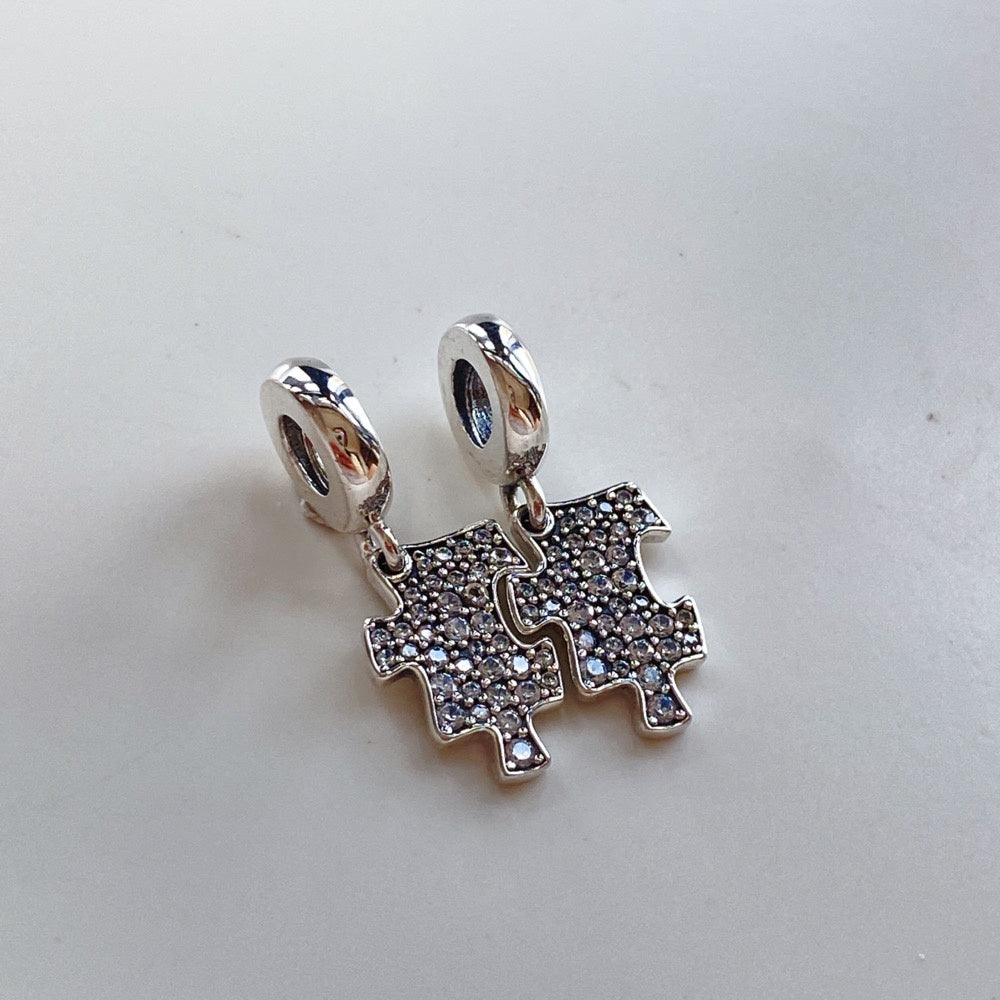 【Moments】PAN Sparkling Puzzle Piece Dangle Charm Sterling silver 925 silver simple 792241C01