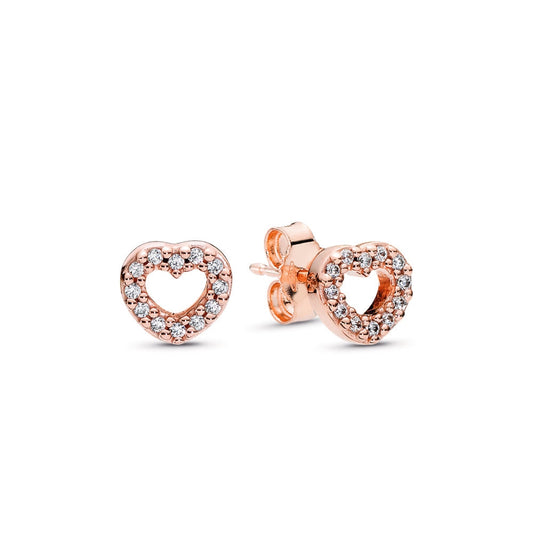 PAN ROSE CAPTURED HEARTS EARRING STUDS Earrings rose gold 925 silver diamond women 280528CZ