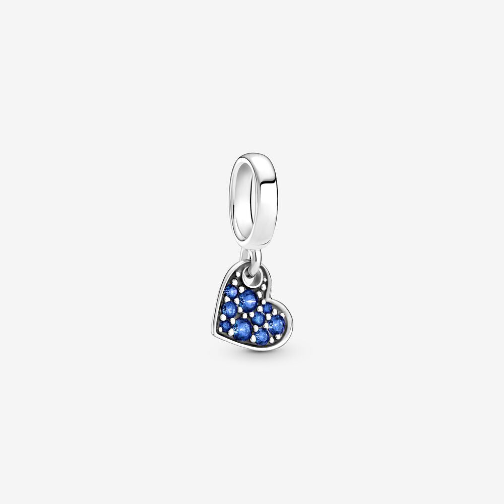 【Moments】Pan Light Blue/Purple/Red  Pavé Tilted Heart Dangle Charm Rose gold  925 silver 789404C01