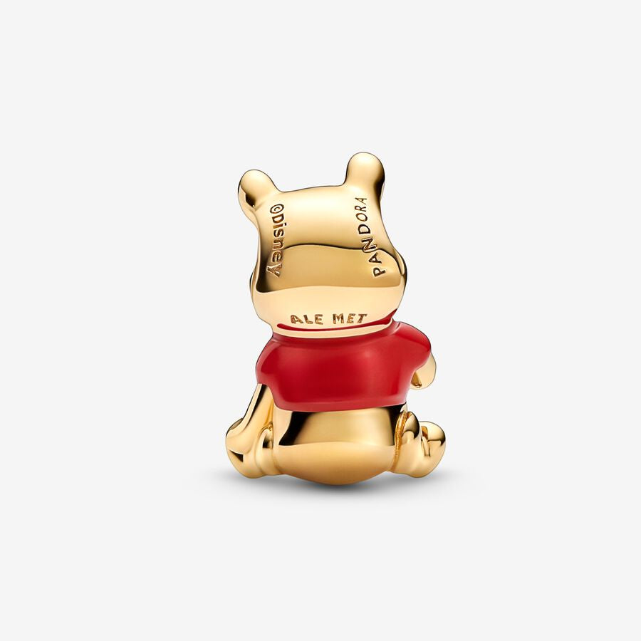 【Moments】Pan Winnie the Pooh Bear Charm 762212C01 Cartoon animal gold red