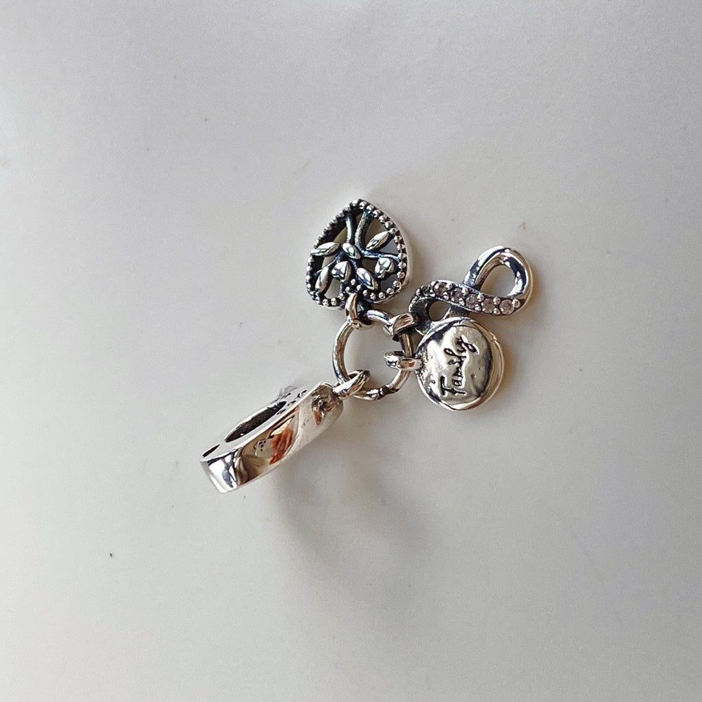 【Moments】Pan Family Infinity Triple Dangle Charm tree pendant 925 silver 792201C01 mother Gift