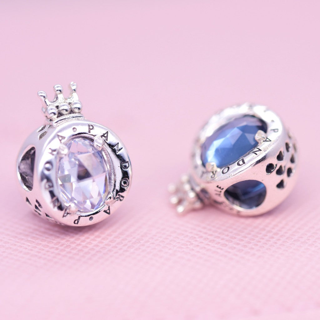 【Moments】Pan Blue Sparkling Crown O Charm 925 Silver for women 798266CZ 798266NMB