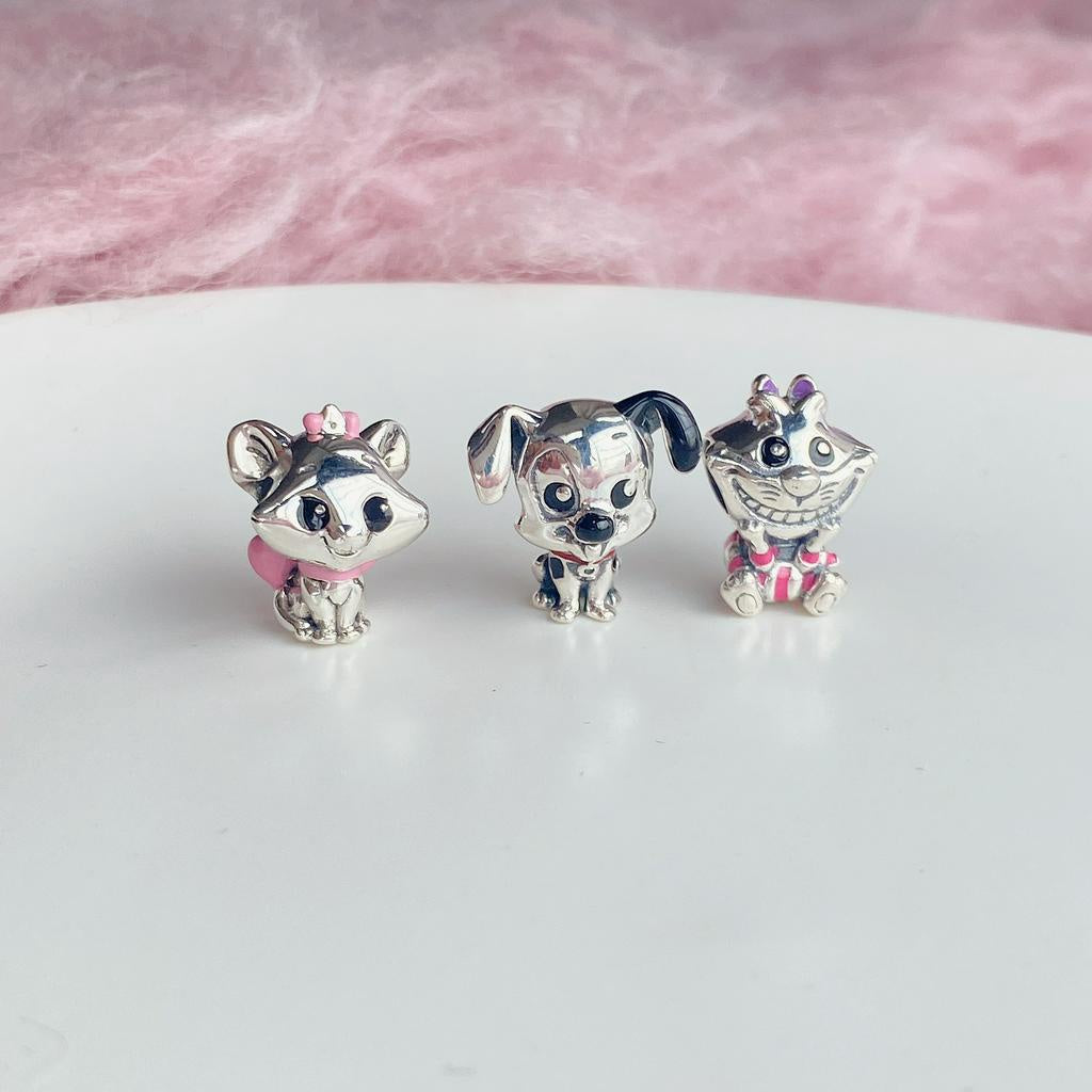 【Moments】Pan The Aristocats Marie Charm 798848C01 with pink bow cat animal 925 Silver