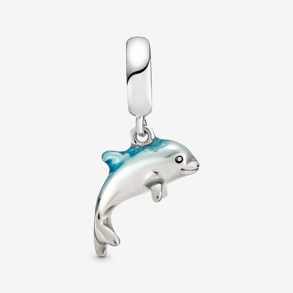 【Moments】Shimmering Dolphin Dangle Charm 798947C01 pendant charm blue 925 silver bracelet charm 2020