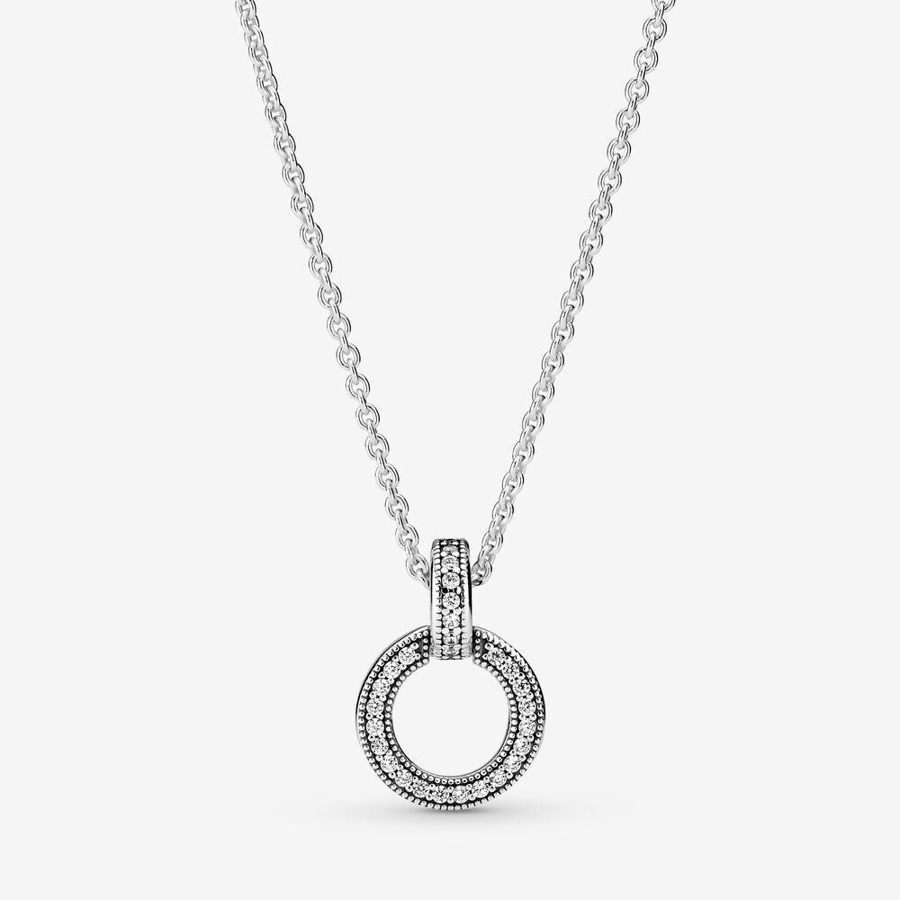 PAN Double Circle Pendant & Necklace 399487C01 925 Sterling Silver diamond women