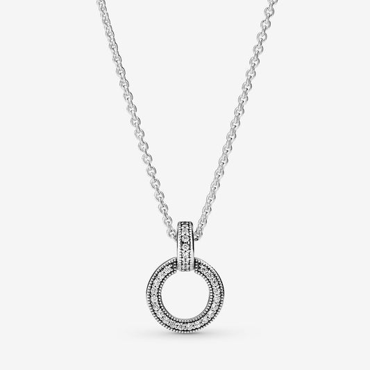 PAN Double Circle Pendant & Necklace 399487C01 925 Sterling Silver diamond women