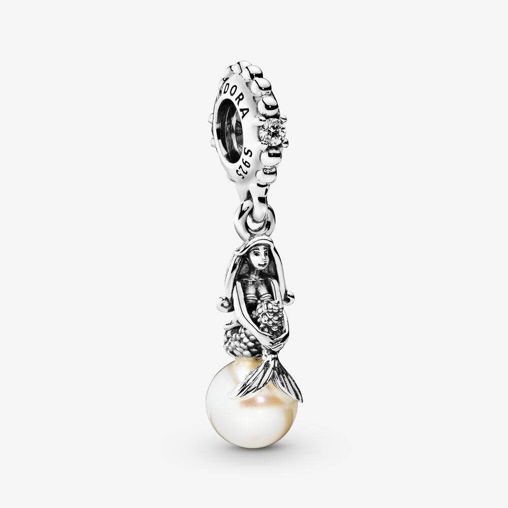 【Moments】Disney Luminous Ariel Hanging Charm 925 Silver White Pearl for women pendant 798232CZ