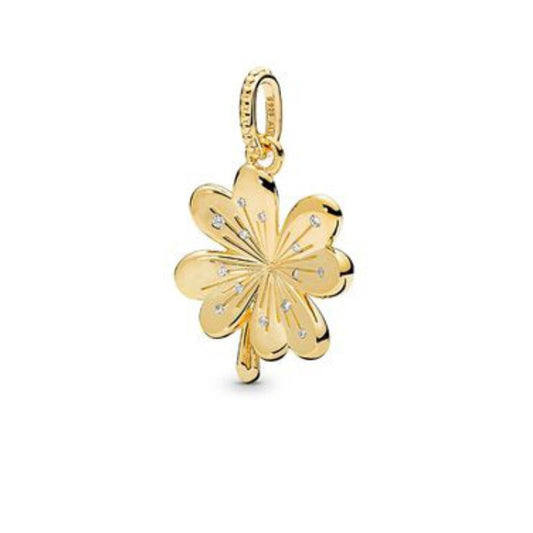 【Moments】Shine Lucky Four-Leaf Clover Hanging Charm 925 silver 367935CZ gold pendant