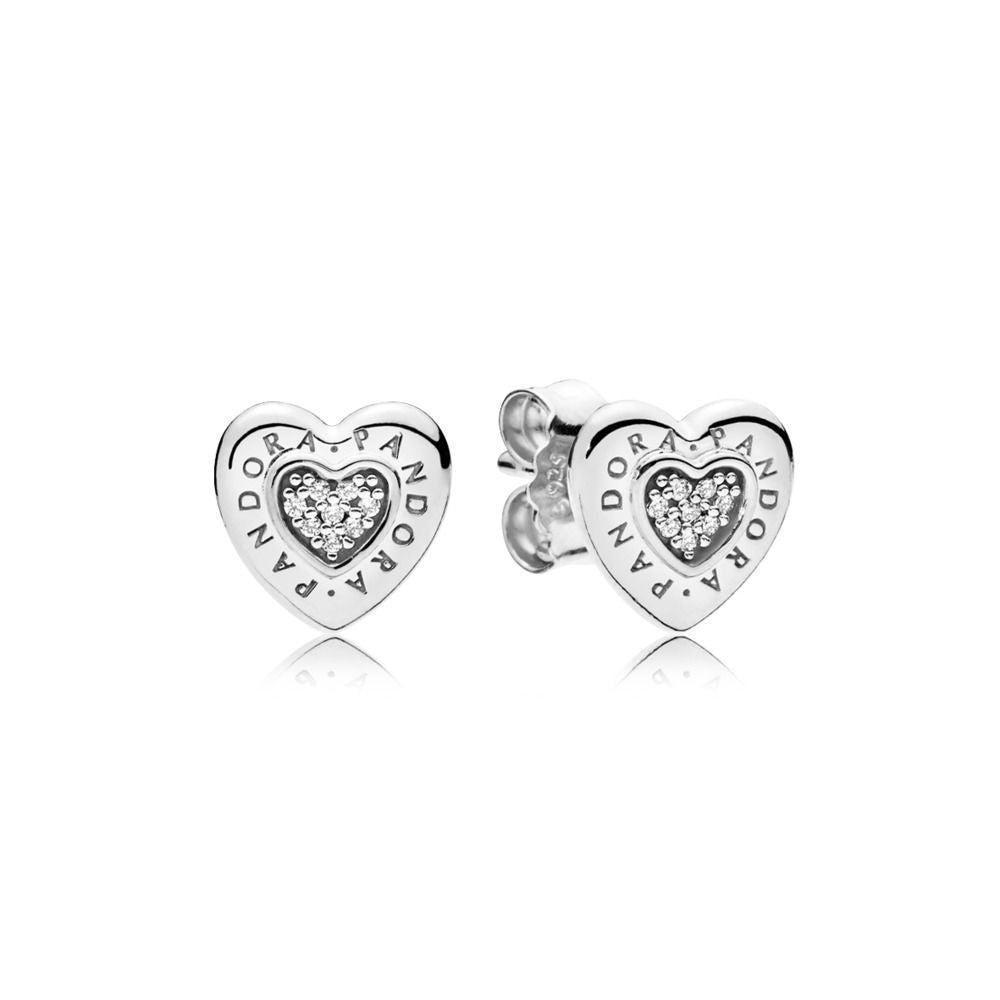 PAN Signature Heart Stud Earrings 925 silver diamond earring Stud Rose gold Clear 297382CZ 267382CZ 287382CZ