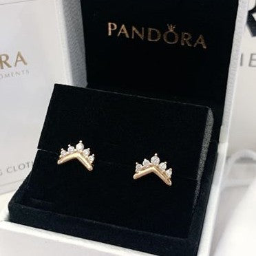 PAN Tiara Wishbone Stud Earrings 288274CZ Rose gold earrings