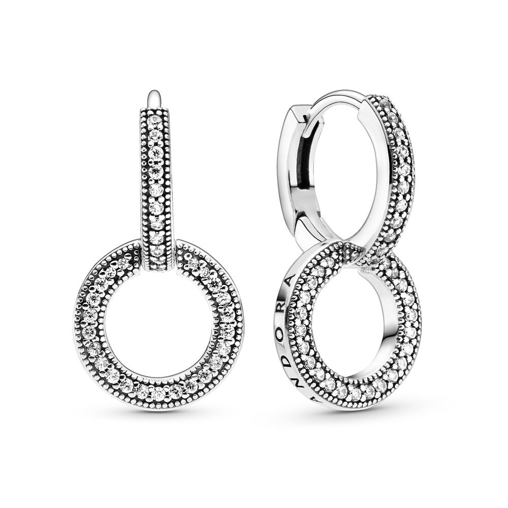 PAN Sparkling Double Hoop Earrings hoop pendant 299052C01 rose gold 289052C01 925 silver diamond