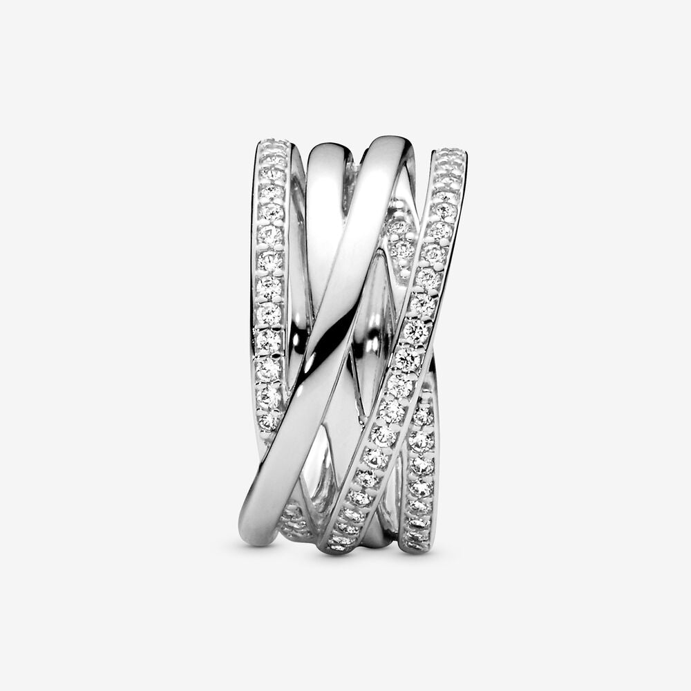 Pan Sparkling & Polished Lines Ring 925 silver 190919CZ