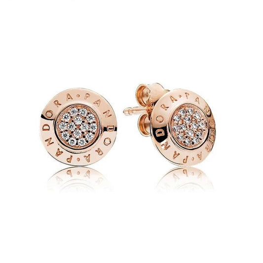 PAN Style ROSE SIGNATURE EARRING STUDS 925 silver diamond earring Stud Rose gold 280559CZ