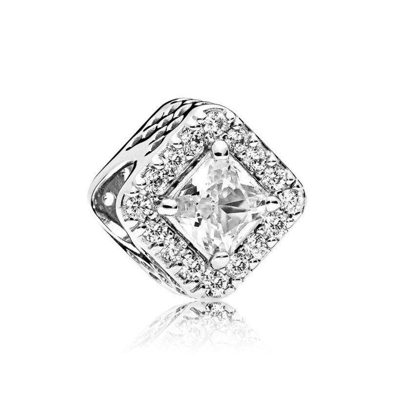 【Moments】PAN  Pinterest Geometric Radiance Square Sparkle Halo Charm 925 silver rose gold 796206CZ