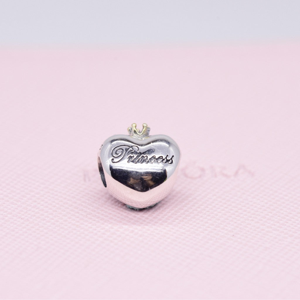 【Moments】PINK PRINCESS HEART SILVER CHARM 925 Silver pink Crown & Heart Charm 791375PCZ