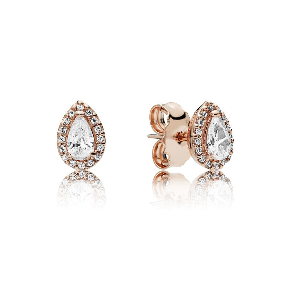 PAN Radiant Teardrops earring Stud Earrings 925 silver diamond rose gold Teardrop Halo Stud Earrings 266252CZ 286252CZ 286252CZ