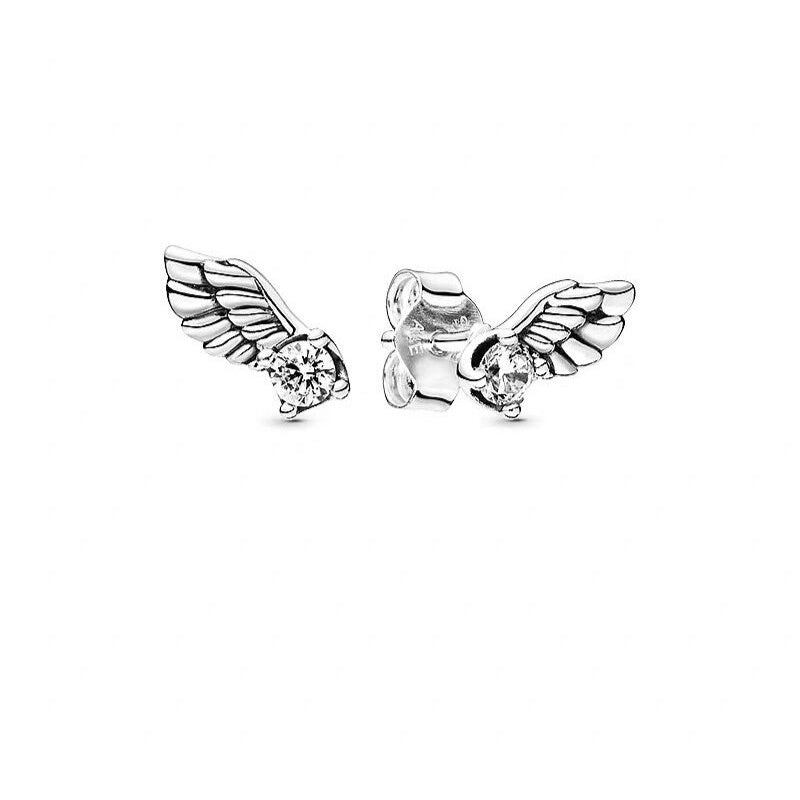 Pan Sparkling Angel Wing Stud Earrings 925 silver for women diamond 298501C01