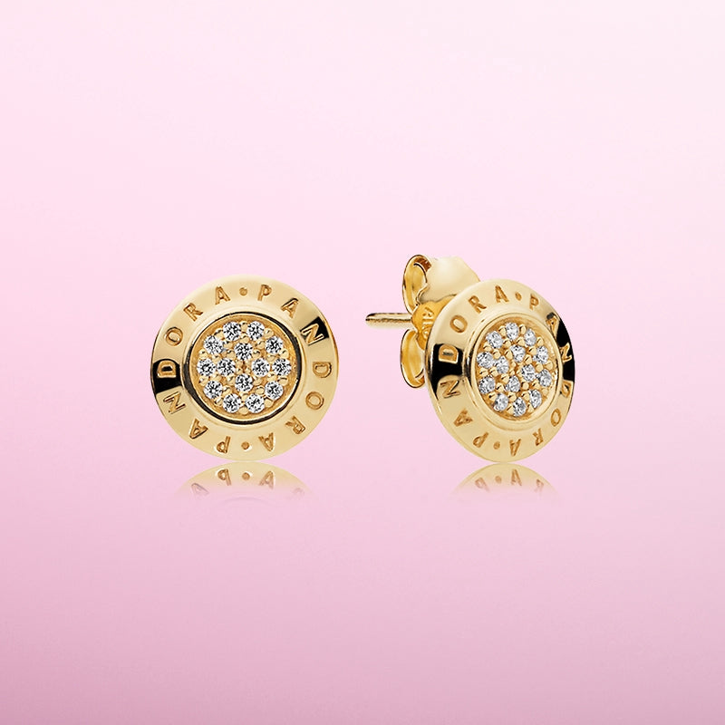 Signature Earrings Shine gold 925 silver diamond earring Stud 260559CZ