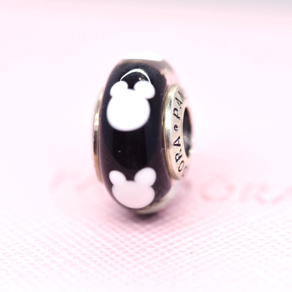 【Moments】Pan Mickey Mouse Charm 925 Silver for women black glass charm 791633