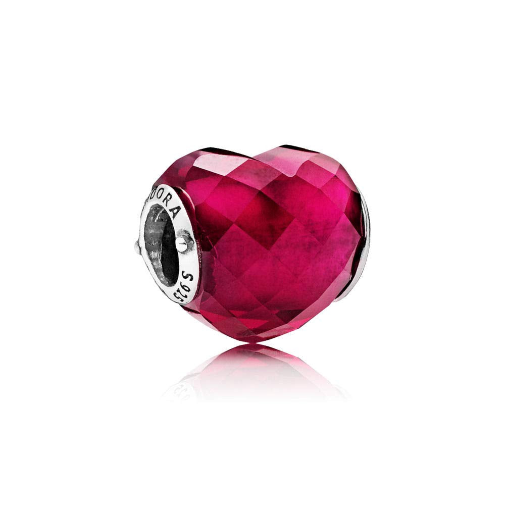 【Moments】Fuchsia Shape of Love Charm, Fuchsia Rose Crystal 796563NFR red