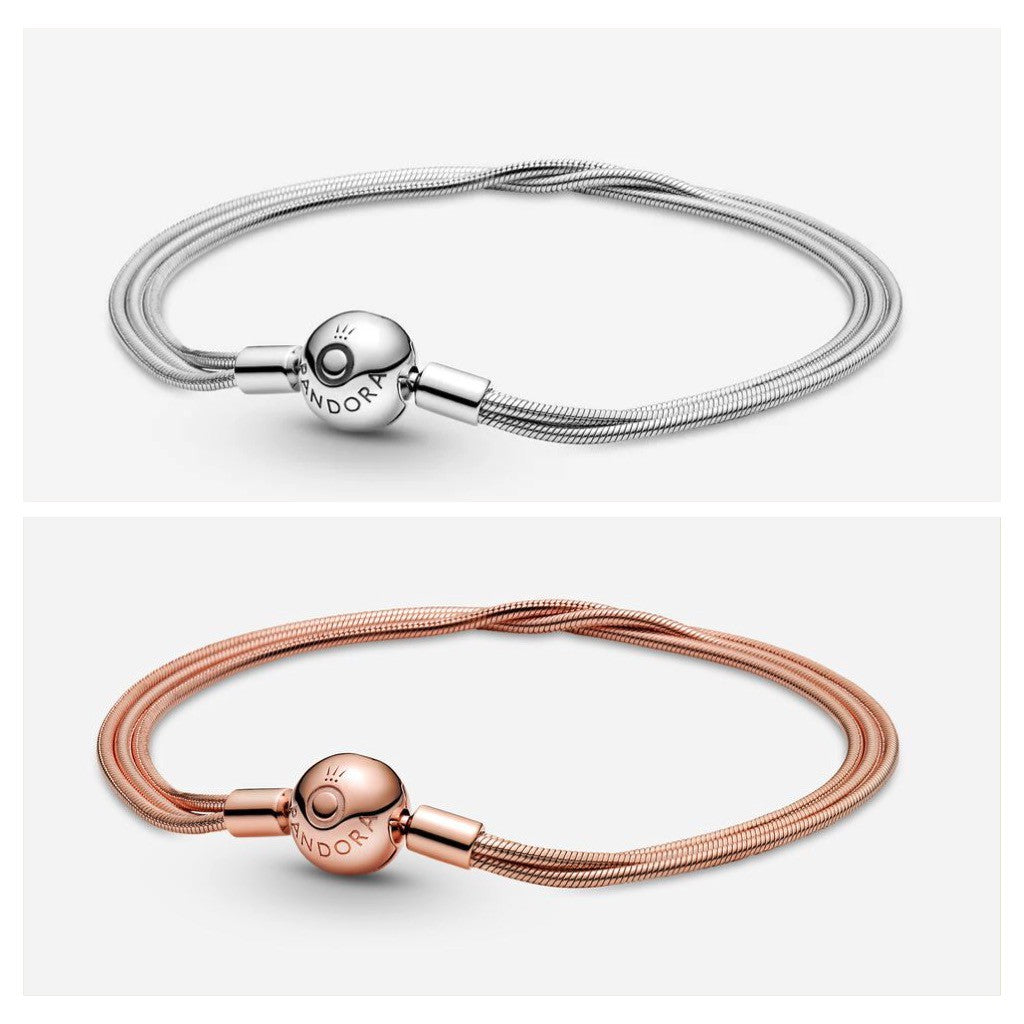 【MOMENTS】 PAN Moments Multi Snake Chain Bracelet 925 silver  rose gold 599338C00 589338C00