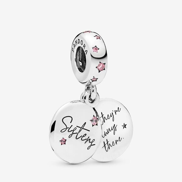 【MOMENTS】PAN Forever Sisters Dangle Charm pink star pendant 925 Silver 798012FPC