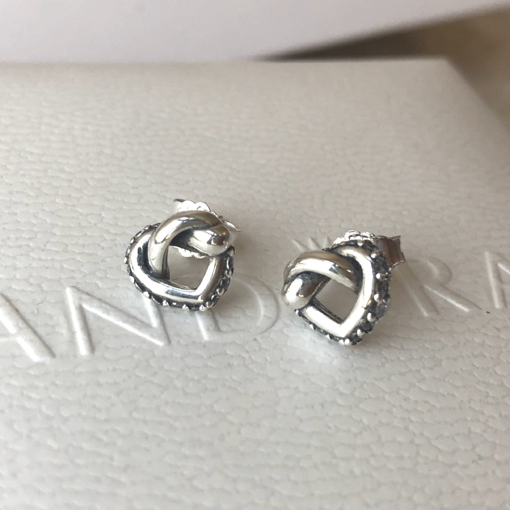 PAN KNOTTED HEARTS EARRING STUDS 925 silver diamond 298019CZ