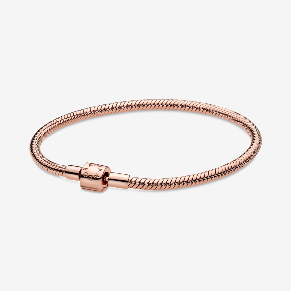 【MOMENTS】 PAN Moments Two-tone Barrel Clasp Snake Chain Bracelet 925 silver rose gold 599347C00 588781C00 598816C00