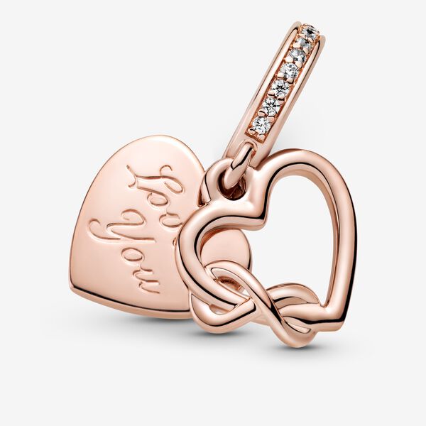 【Moments】Pan Love You Infinity Heart Dangle Charm 789369C01 925 Silver rose gold Pendant