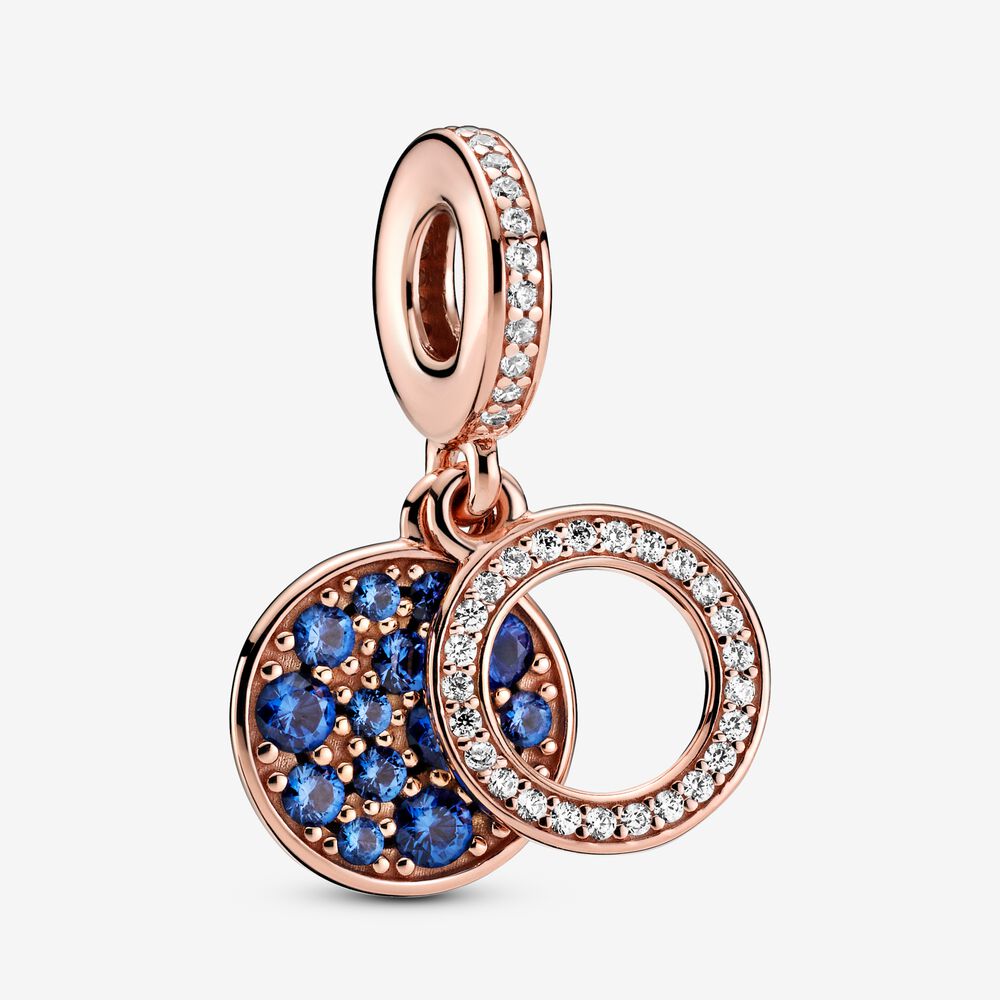 【Moments】PAN Sparkling Disc Double Dangle Charm pendant 799186C01 789186C01 789186C02 blue