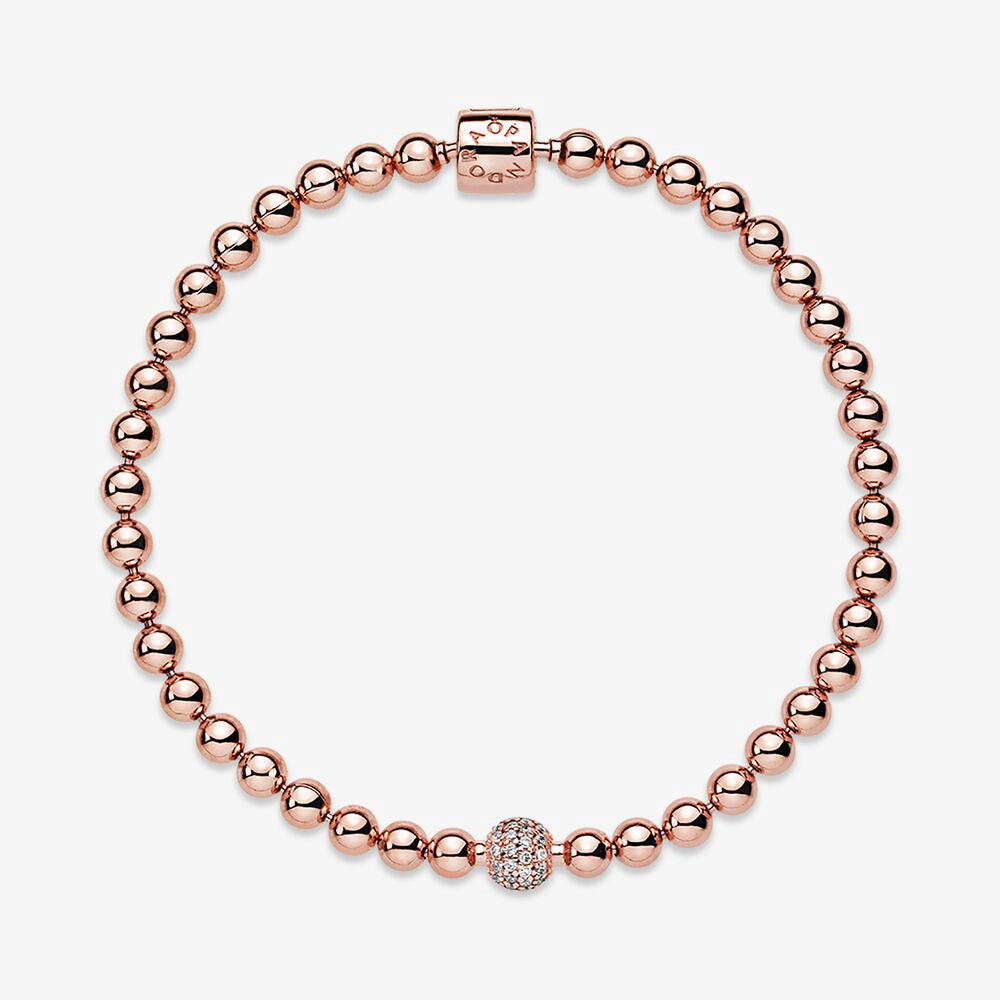 Pan Rose Beads & Pavé Bracelet 925 silver Round bead bracelet 598342CZ 588342CZ 598342CZ