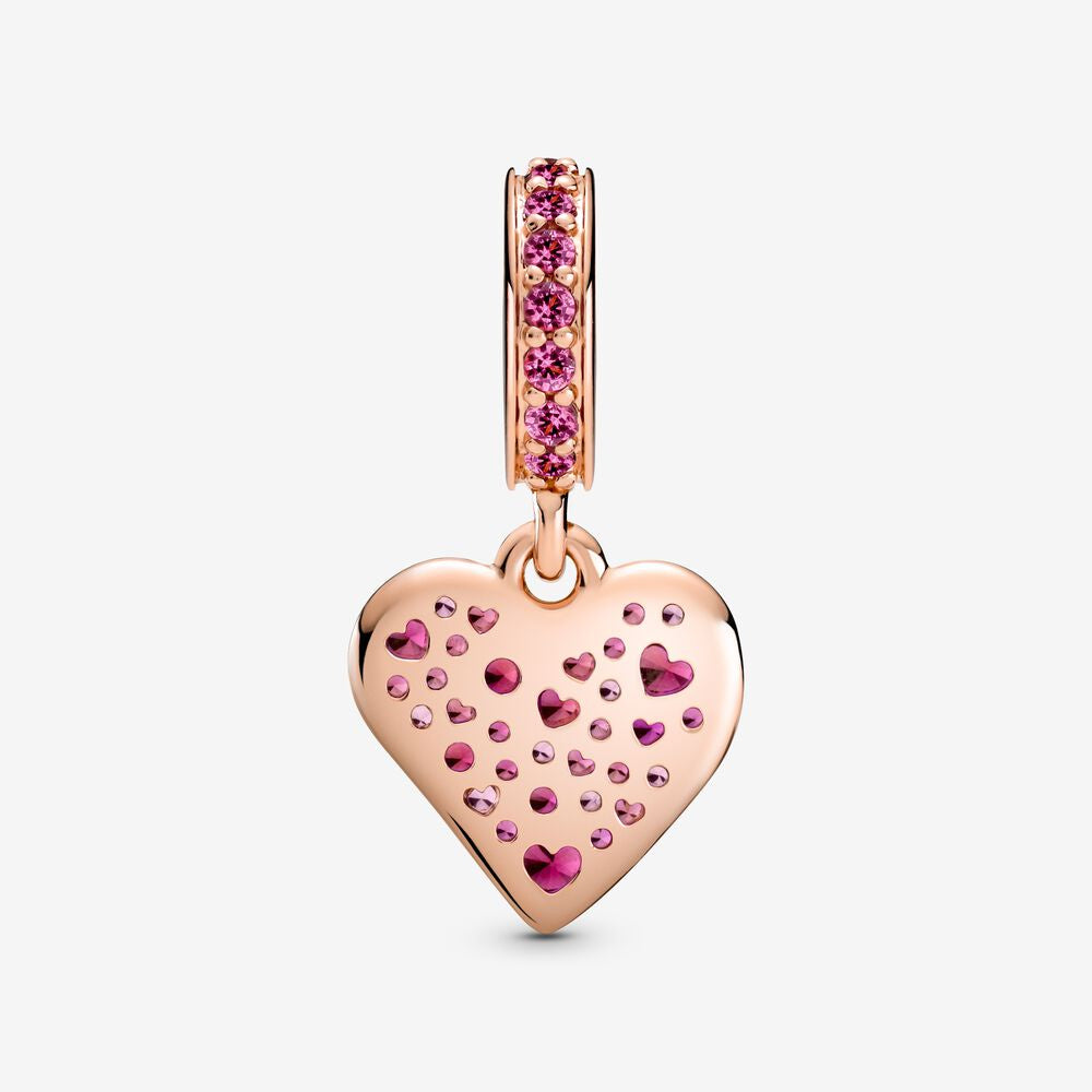 【Moments】Pan Pavé Freehand Heart Dangle Charm 789565C01 red pink rose gold pendant