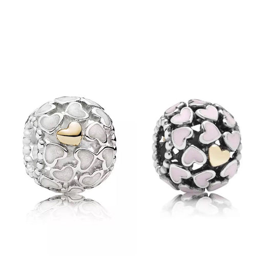 【MOMENTS】Pan LUMINOUS HEARTS OPENWORK CHARM 925 Silver for women Pink 791283EN23 791283EN40