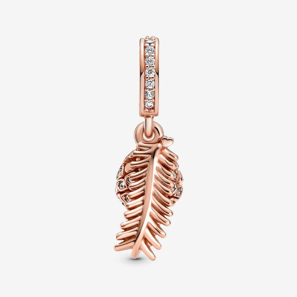 【Moments】Pan Sparkling Pine Cone Dangle Charm 789557C01 Clear 925 silver pendant rose gold