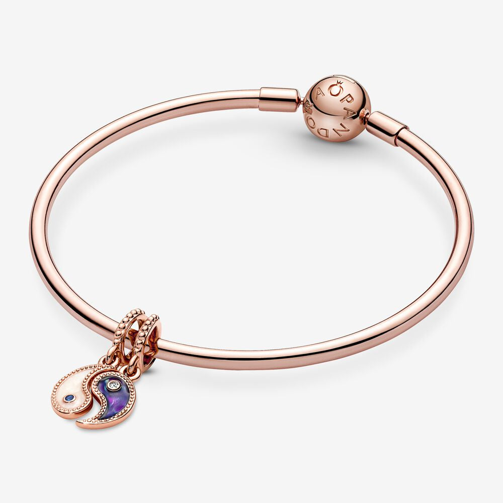 【Moments】PAN Splittable Yin & Yang Sparkling Dangle Charm Rose gold 780098C01 couple Lucky pendant