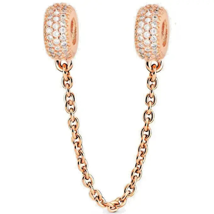 【Moments】Pavé Inspiration Chain Safety chain Charm 791736CZ  925 silver rose gold