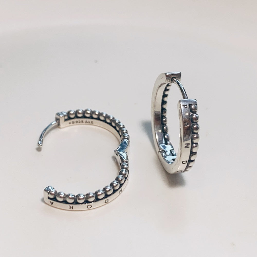 PAN Signature Logo & Beads Hoop Earrings 925 silver Sterling silver earrings 292310C00 Classic style