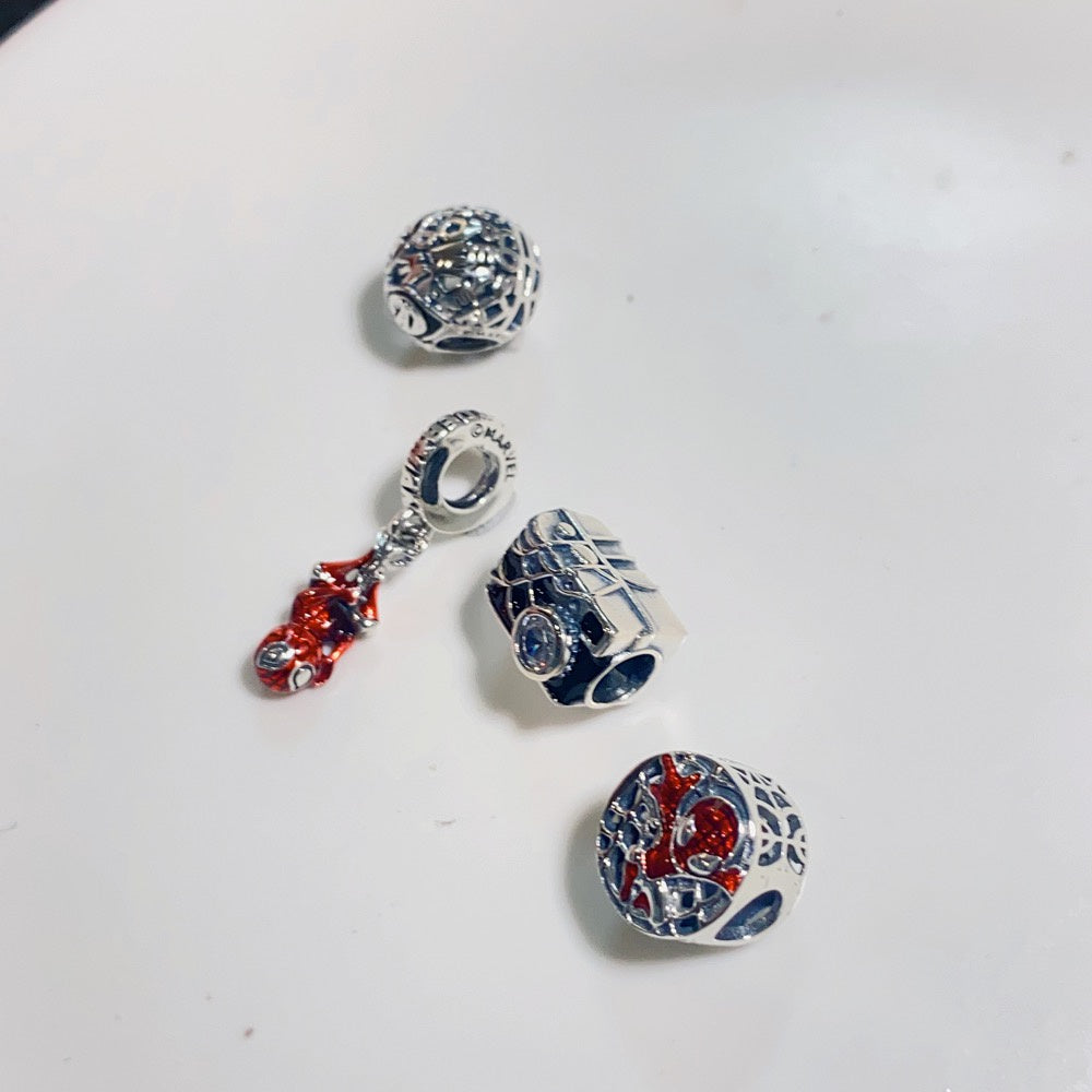 【Moments】PAN Hanging Spider-Man Dangle Charm 925 silver 792323C01 Red Superman Movie cartoon pendant