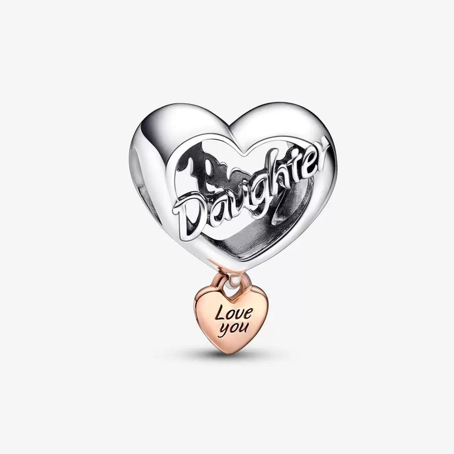 【Moments】PanLove You Family/Daughter Heart Charm 782326C00 782327C00 925 Silver heart-shaped pendant